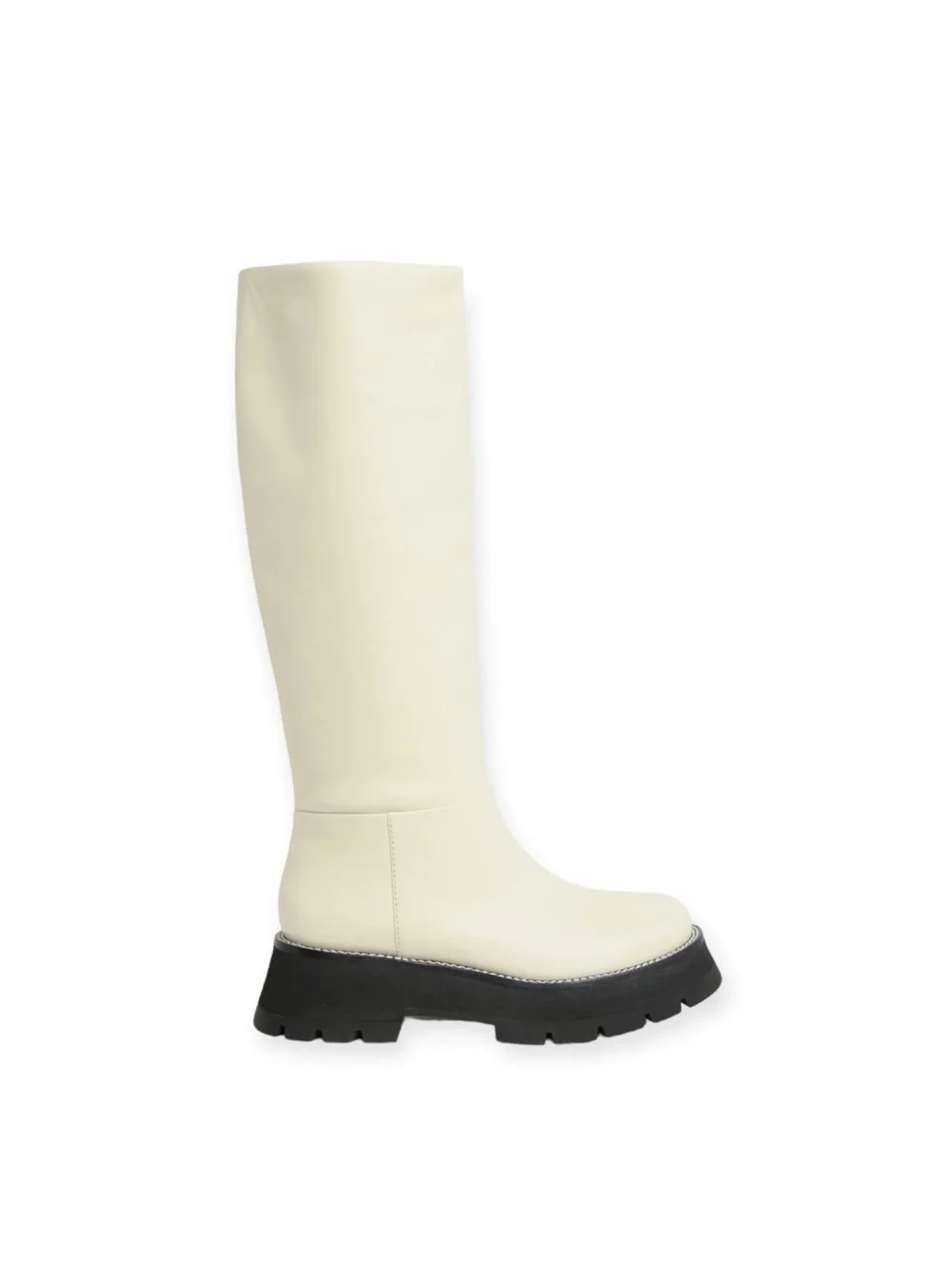 NEW 3.1 Phillip Lim Kate Lug Sole Knee High Boots in Bone/Black, Size 38.5
